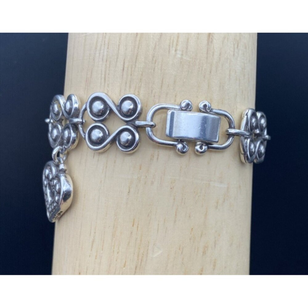 Signed Brighton Taos Heart  Bracelet Silver Plate Retired 7.5" Southwestern - Picture 7 of 11